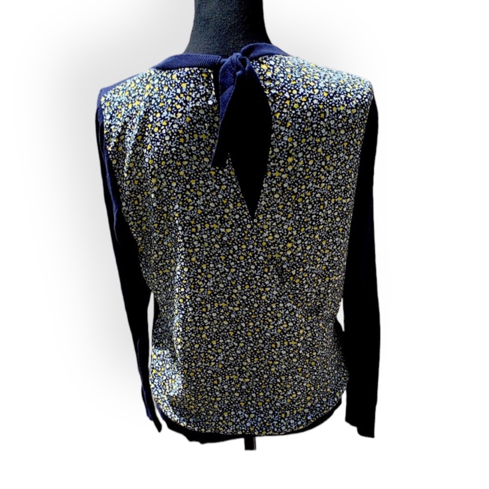 LOFT Womens Sweater Size XS Bow Tie Floral